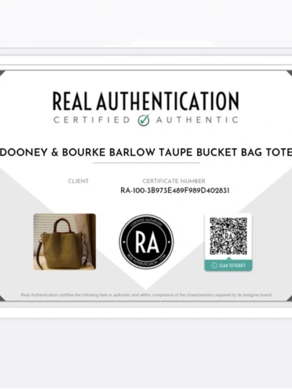 Dooney & Bourke Barlow Taupe Bucket Bag Tote